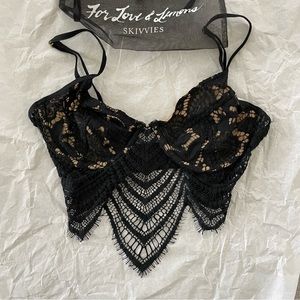 For Love and Lemons Snapdragon Underwire Bra size S in Black/Nude